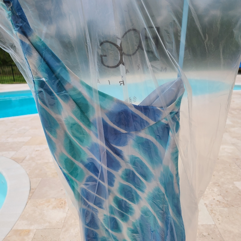 BCBG Tie-dye blue silk dress 8